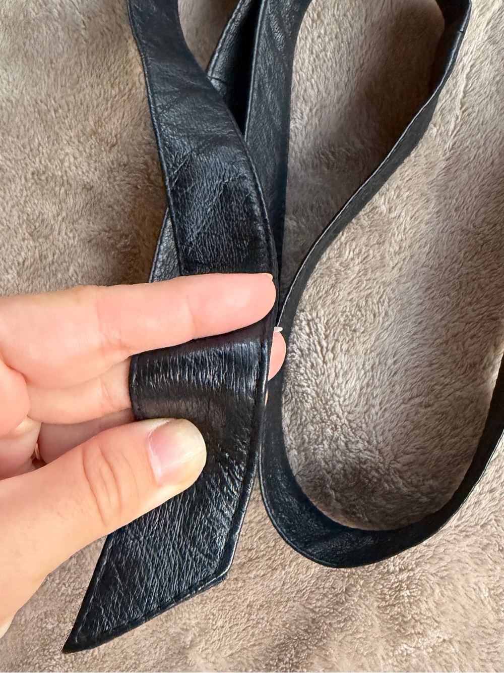 Black Leather tie belt - Picture 3 of 7